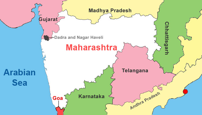 Map of Maharashtra Border States and Maharashtra Neighbouring States